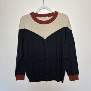 Women's Madewell Colorblock Sweater  Medium Dark Academia 70's Heritage Gorpcore